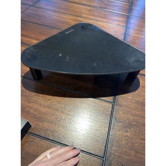 HEMUDU black Tempered Glass Computer Monitor Riser/Triangle Desktop Corner Stand - Picture 1 of 7